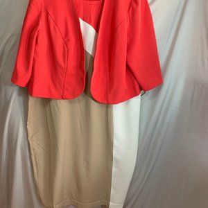 Maya Brooke Color Block Jacket Dress Size 16 W